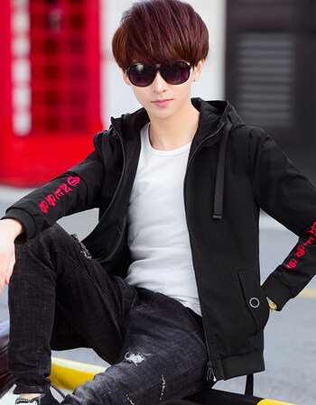 童初中学生外套男12-13-14-15-16-17岁男孩青少年夹克秋装 91282黑色