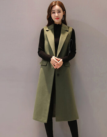 新品毛呢马甲女中长款过膝2018新款时尚格子呢子马夹秋冬无袖大衣外套