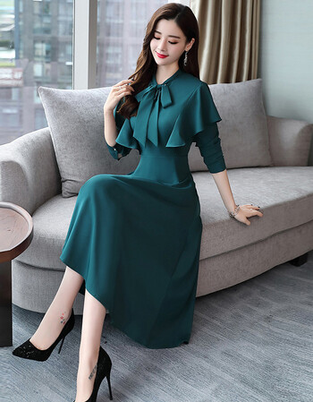 新品国潮潮牌长袖连衣裙春秋季2018新款女装中长款秋装气质显瘦女士