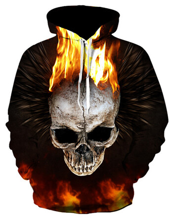 nuthink卫衣3d立体印花骷髅头卫衣男嘻哈恶搞怪恐怖鬼面骷颅头图案潮