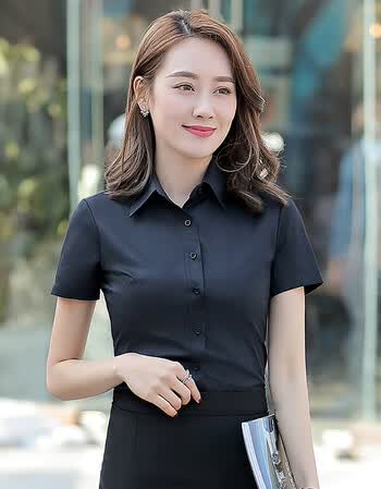职业套装女士夏季男女同款短袖衬衫银行商务正装销售工作服白衬衣