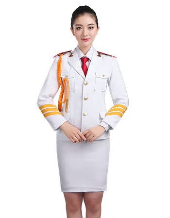 队升旗手服装军鼓军乐队礼服合唱团军装演出制服套装男女 白色女款