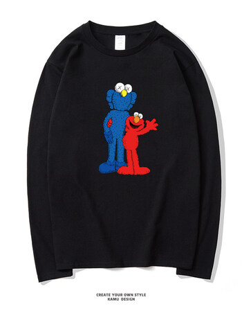 2018超火长袖t恤情侣棉打底衫外套休闲学生个性潮流上衣 芝麻街u家