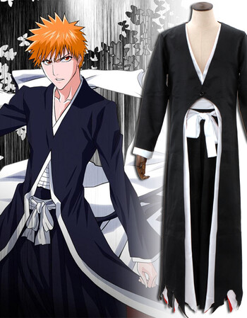 动漫男死神黑崎一护cos服万解衣服和服披风送草鞋 男生亚码全套送草鞋
