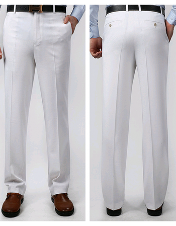 【秋冬西裤新品】纯白色西裤男式男士商务休闲直筒料子西装裤厚款宽松