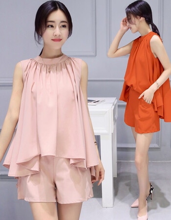 香港潮牌2016夏装时尚新款韩版两件套无袖修身显瘦气质套装女夏季潮