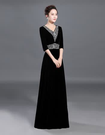 大合唱礼服金丝绒新款演出服装女长裙成人修身中老年合唱团指挥服