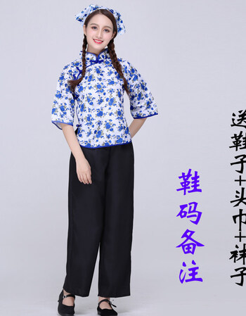抖音同款东北碎花伴娘服中长款女2018新款姐妹团服村姑采茶女婚礼