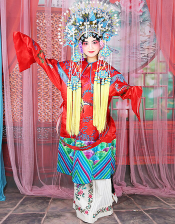 【冬季新品】京剧戏曲女蟒袍凤冠霞帔 醉打金枝公主女 红色娘娘贵妃