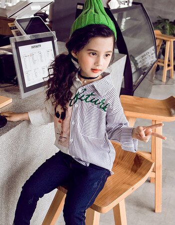 女童衬衫秋装2018新款韩版中大童长袖衬衣春秋儿童上衣女孩打底衫 cs