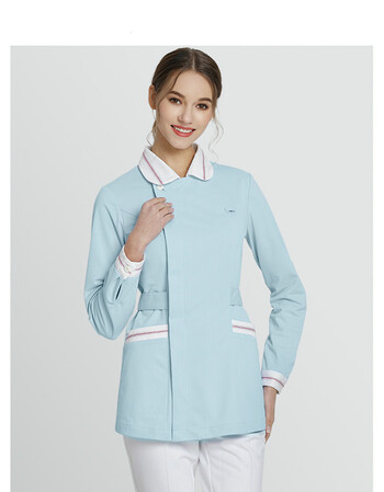 美容院秋冬护士服护士服长袖医院美容院工作服女 蓝色修身护士装秋冬