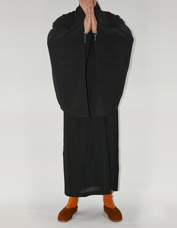 佛教用品僧衣海青僧服长褂居士服 男女台麻海清佛衣袈裟大褂长衫 黑色