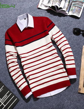 秋冬新款薄款男士韩版保暖毛衣男式毛衣男式针织衫yyqq3866yz 红加白