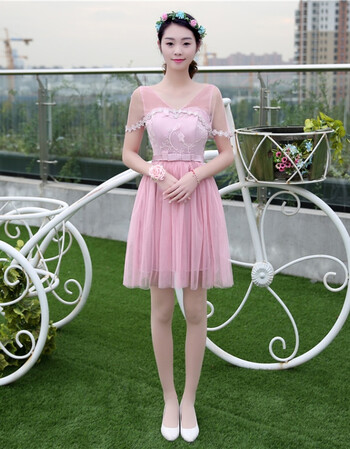 2018新款伴娘服短款气质优雅伴娘团礼服短裙宴会姐妹裙春夏晚礼服 20