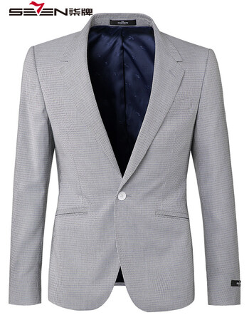 柒牌男装seven 西服男士单粒扣商务西装休闲单西时尚修身外套 灰色b版