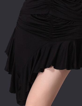 春夏季 拉丁舞裙 半身裙 拉丁舞服装女 斜边舞蹈裙 黑色 m