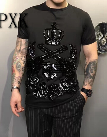 男装 t恤 pxk pxk 香港潮牌2017夏季新款时尚潮流百搭男士个性皇冠
