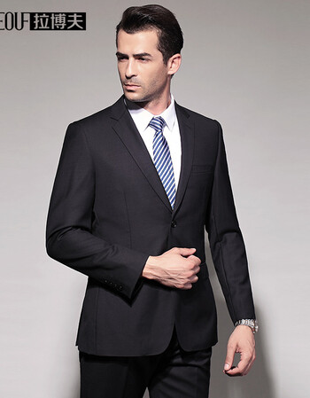 拉博夫羊毛西服套装男修身西装套装正装职业装商务西服 伴郎新郎结婚