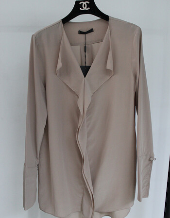 特别推荐 特别订染色双绉真丝 v领柔美衬衫 两色现货 灰藕色 s