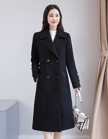 有衣有靠呢子大衣女中长款2017新款韩版气质宽松大码遮肉过膝加厚毛呢