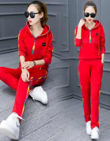 运动服套装女春秋2017新款潮韩版时尚长袖时髦休闲套装女秋两件套