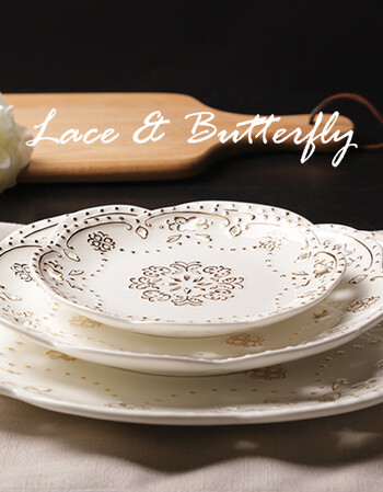 金边蕾丝盘 平盘餐盘蛋糕盘点心盘 纯手工描金 高贵奢华 可爱 6寸1个