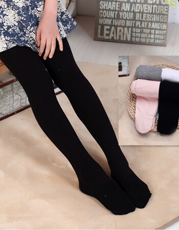 春秋款女童全棉无缝一体裤儿童棉踩脚打底裤女童连裤袜舞蹈袜 黑色(连