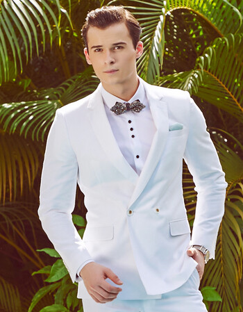 [清仓]曼斯布莱顿羊毛新郎结婚礼服纯白色西服套装男士韩版西装修身小