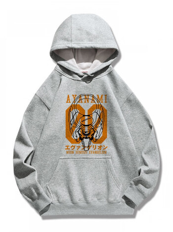 诺嫚娣轲新世纪福音战士eva联名绫波丽明日香初号机潮牌动漫连帽 灰色