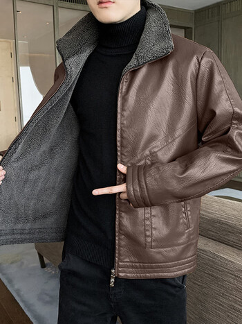 皮衣男加绒加厚机车皮夹克痞帅皮毛一体休闲秋装上衣服东北零下10度可