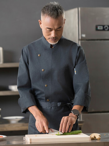高档厨师服长袖酒店餐饮火锅饭店后厨房衣服男女秋冬季烘焙师工装定制
