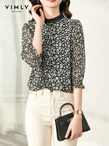 梵希蔓浪漫小碎花蕾丝上衣22年春夏新款显白气质仙气七分袖衬衣v1122 黑花色m 图片价格品牌报价 京东