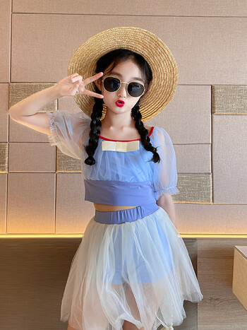 zoci品牌游泳衣女儿童12岁夏季2024新款女童洋气分体泳衣大童网红泳装