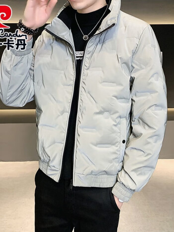 冬季冬装短款青年休闲保暖立领鸭绒外套男浅灰色l>皮尔卡丹(pierre