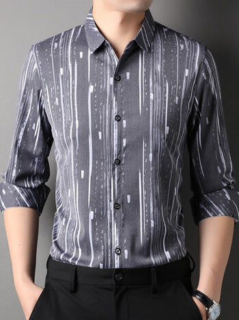 皮尔卡丹pierrecardin高档品牌男装秋季新款特色印花男士商务休闲时尚