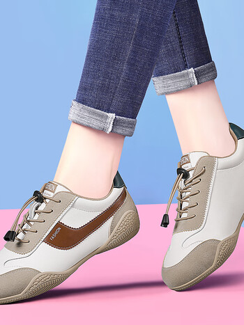 意尔康经典小白鞋女新款春款中妈妈休闲女鞋跑步鞋女士真皮高帮运动鞋