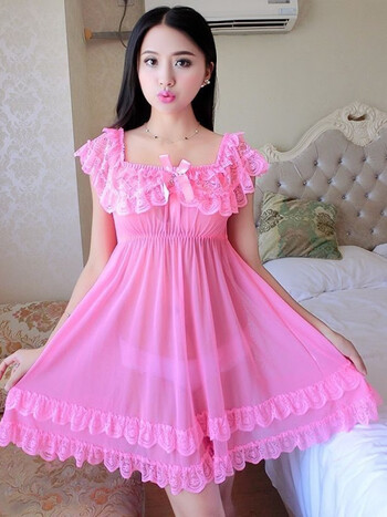 吊带睡裙少女生夏季冰丝蕾丝提花睡衣家居服可外穿 1222粉色裙 t裤 s