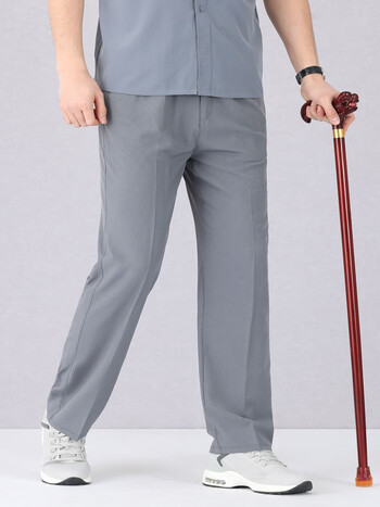 夏季薄款冰丝裤男爸爸裤子男中老年松紧腰爷爷速干裤高腰宽松大码长裤