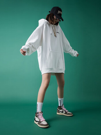 时尚卫衣女春夏季2022新款drev街头潮牌后背字母印花连帽慵懒风宽松