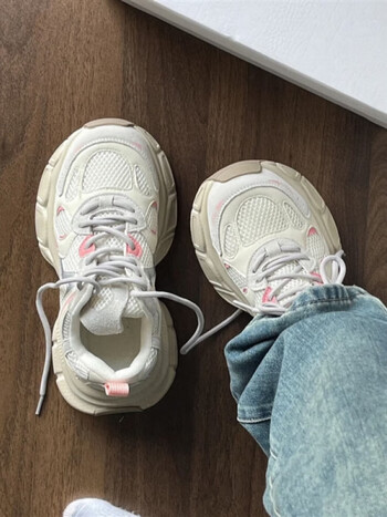 维伦凯时尚潮流百元灰粉老爹鞋巴里巴气的好好看粉红色35