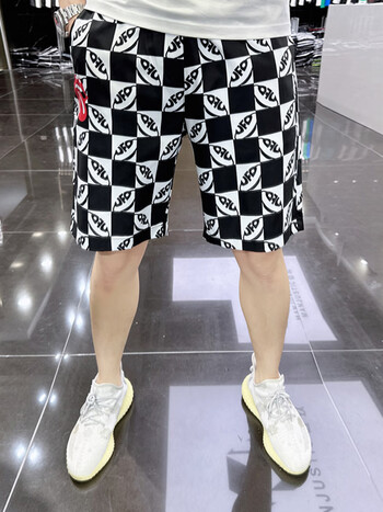 ggyockck短裤男品牌奢侈大牌夏季薄款黑白格子印花速干防水家居沙滩裤
