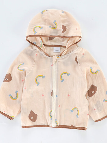 儿童防晒衣纯棉透气薄男童女童防晒服小孩皮肤衣服宝宝夏季外套彩虹熊