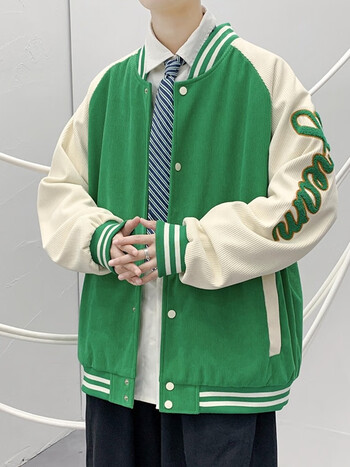 绿色-(男式青少年年轻人春秋款个性衣服) m男青年学生网红同款加肥