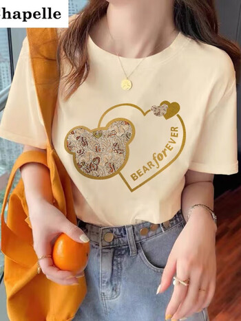 la chapelle sport正肩纯棉短袖t恤女士夏季衣服新款设计感上衣水光