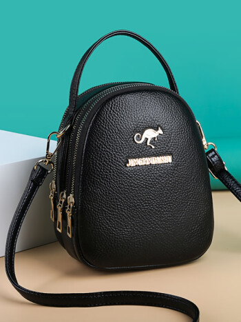 酷奇袋鼠真皮质感女包三层包包女斜挎包2024新款时尚单肩包手提包大