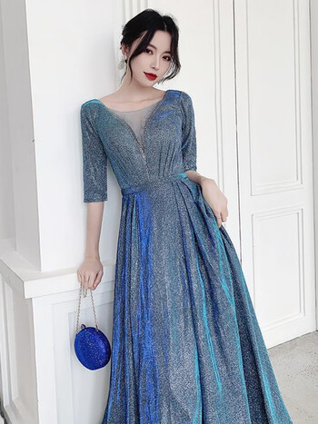 惦慕星空晚礼服裙气场女王长款显瘦高端大气优雅宴会年会气质礼服秋天