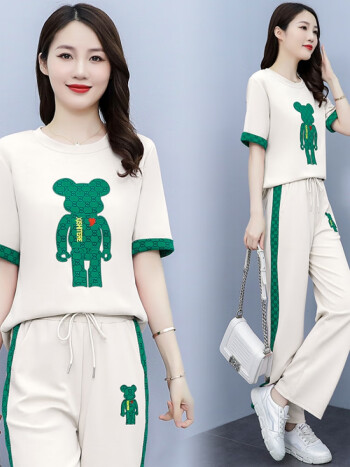 艾格休闲时尚套装女夏季2023年新款时髦减龄薄款运动服短袖两件套套装