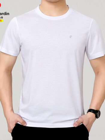 短袖t恤男圆领2022夏季高端桑蚕丝男士半袖纯色体恤轻奢高档白色165