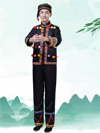 永司三月三民族服装成人广西壮族民族服装男少数竹竿舞蹈歌圩节 男款