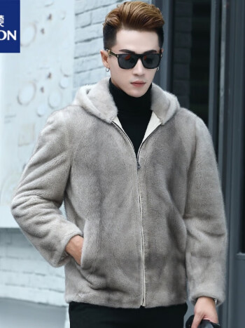 罗蒙海宁貂皮大衣2022冬季貂绒外套男青年潮款灰色皮毛一体男士貂皮连